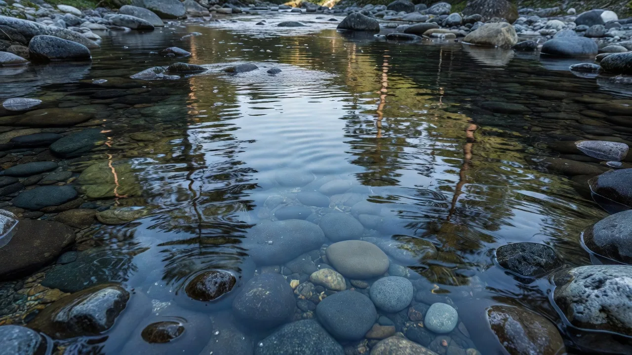 渓流の石と水